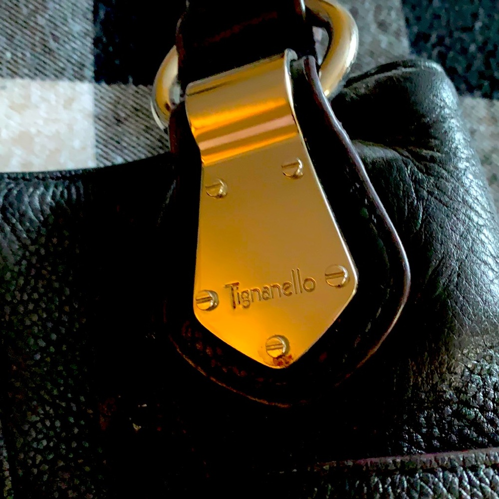 Tignanello black genuine leather bag Y2K